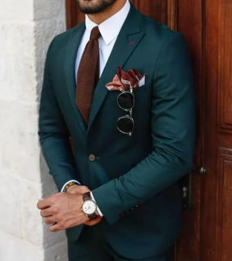 New Arrival Solid Men Suits Two Piece Fashion Business Casual Daily Formal Wear Chic Wedding Groom Tuxedo Slim Costume Homme
